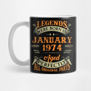 49th Birthday Gift Legends Born In January 1974 49 Years Old Mug